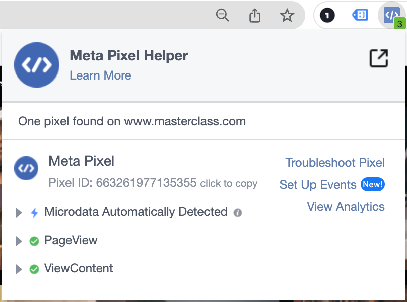 Meta Pixel Helper