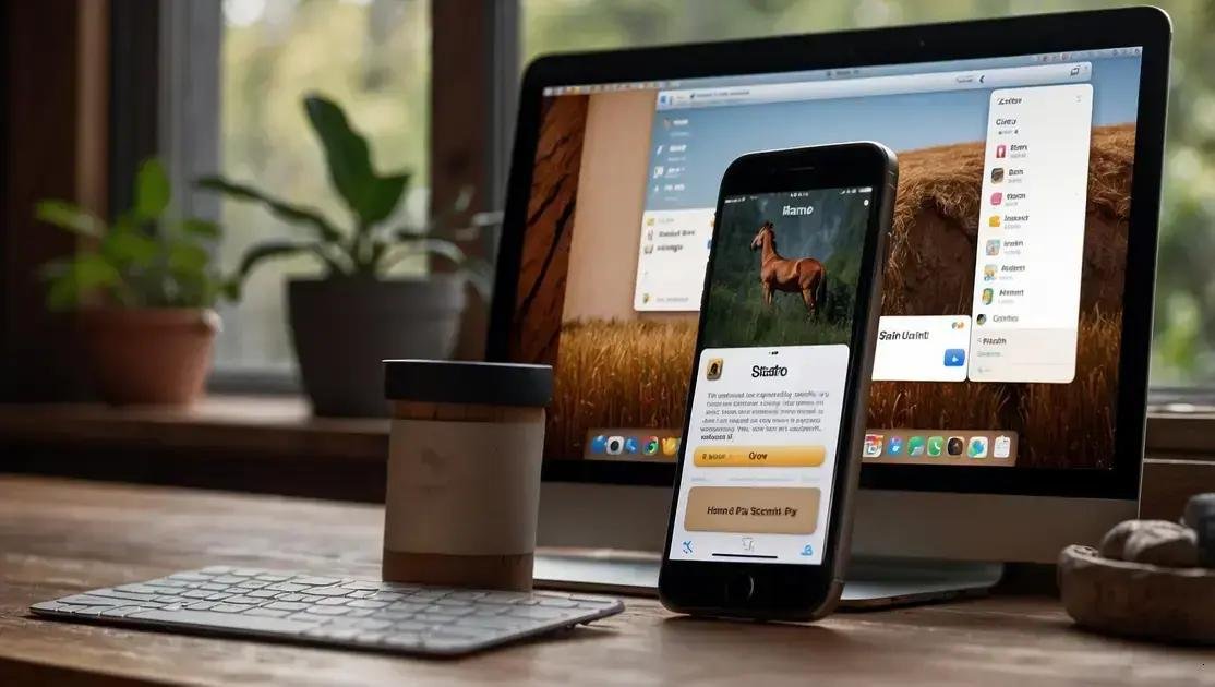 Recursos do ecossistema: Handoff, Apple Pay e autenticação sem senha Recursos do ecossistema: Handoff, Apple Pay e autenticação sem senha