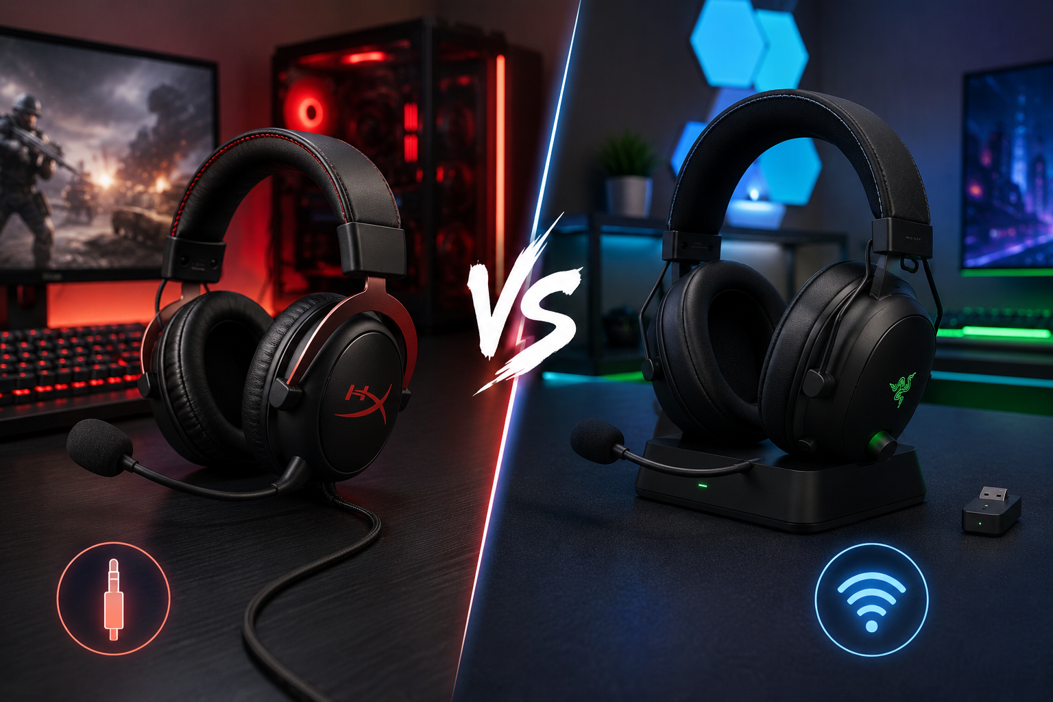 Headset gamer com fio vs sem fio em setup gamer