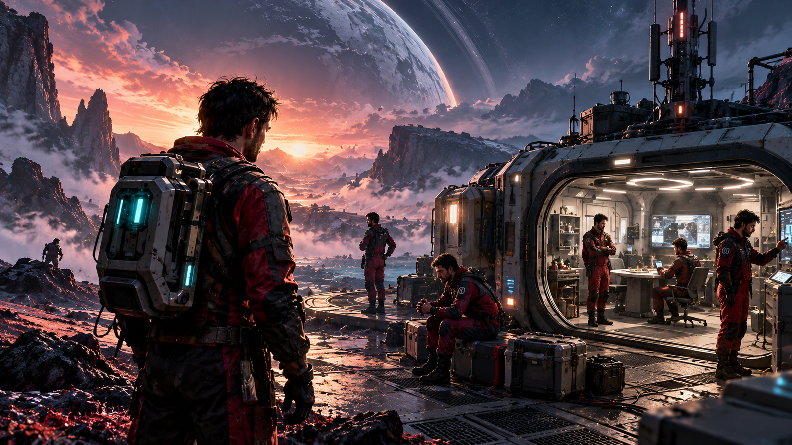 Base futurista em planeta alienígena inspirada em The Alters