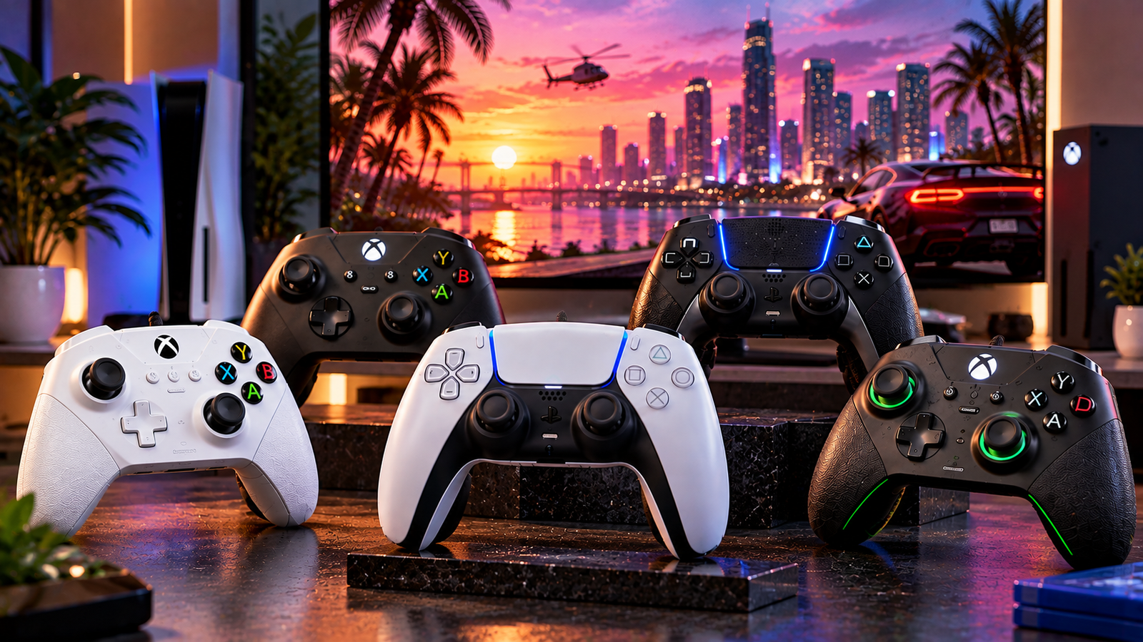 Diferentes controles para jogar GTA 6 no PS5 e Xbox